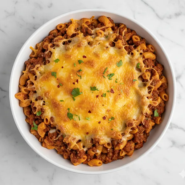 Chili Lentil Macaroni with Cheese Gratin